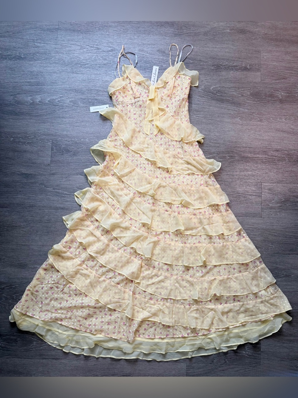 For Love & Lemons Debby Tiered Ruffle Midi Dress Size Medium NWT - Picture 8 of 11